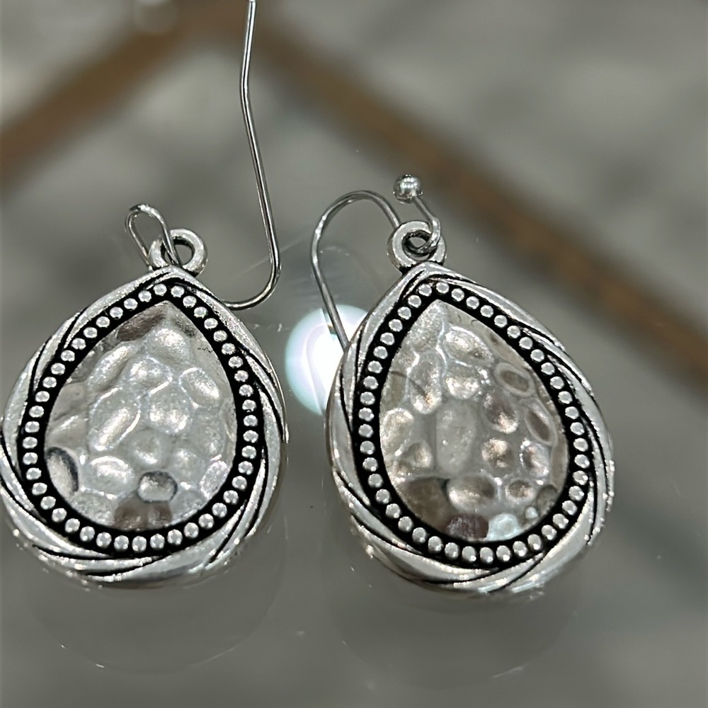 Hammered silver earrings